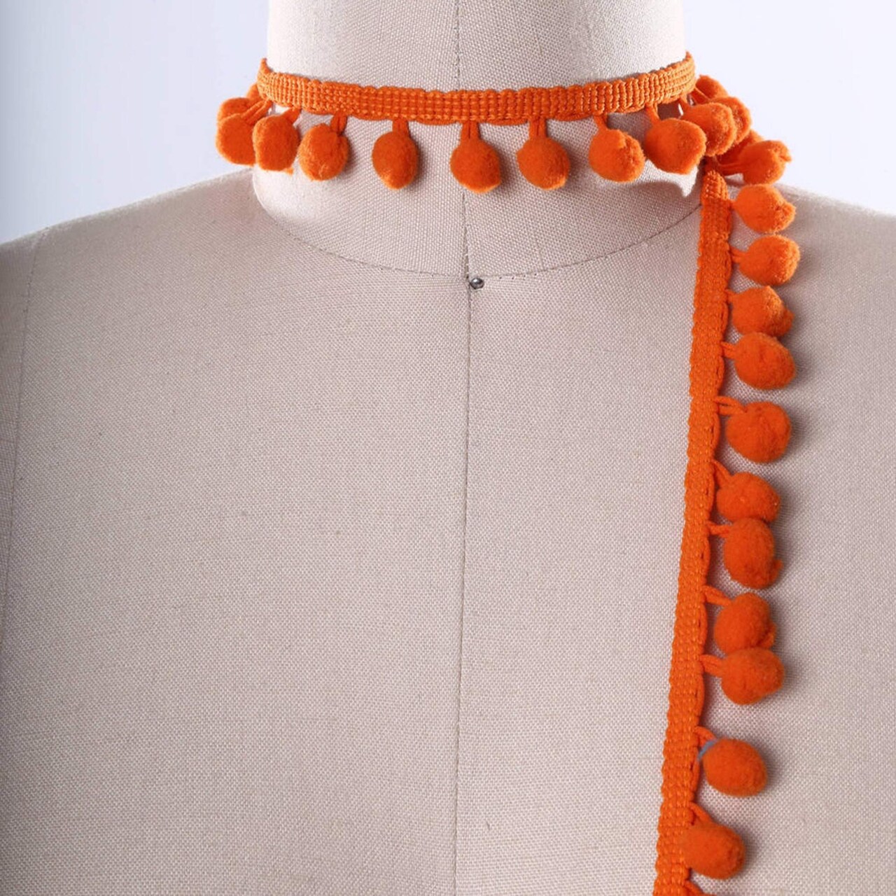 1 Yard Orange Small Pom Pom Trim Summer Craft Fringe for Dresses Hats Bags